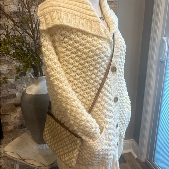 Talbots Cream Cardigan Sweater with Shawl Collar - Picture 7 of 7
